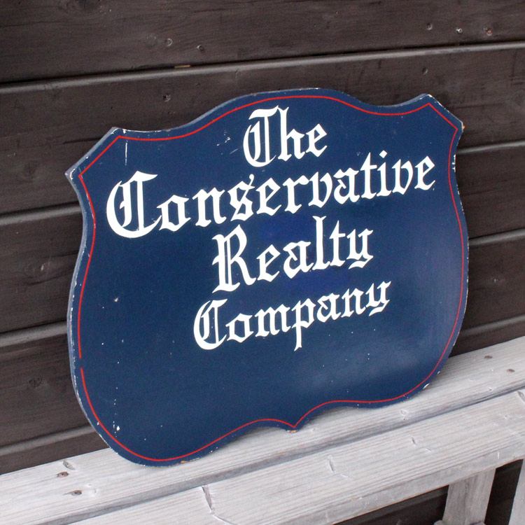 1点物】 アメリカンビンテージ看板 The conservative Realty Company