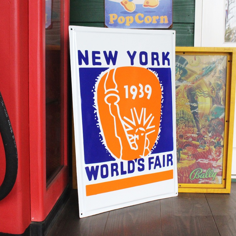 ヴィンテージホーロー看板 NEW YORK WORLD'S FAIR 縦65×横45cm