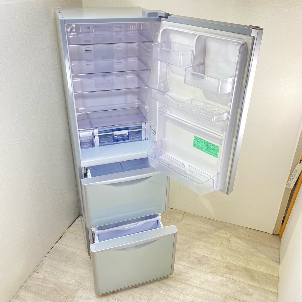 中古 日立 365L 3ドア冷蔵庫 R-D3700-XS 2014年製 クリスタルシルバー