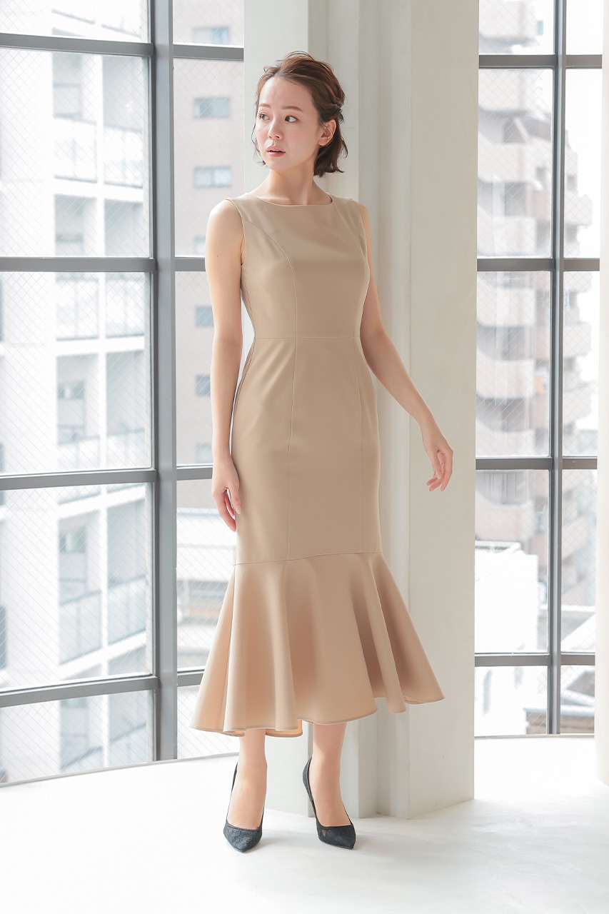 セットアップ可能】マーメイドロングワンピース ベージュ/M｜結婚式の