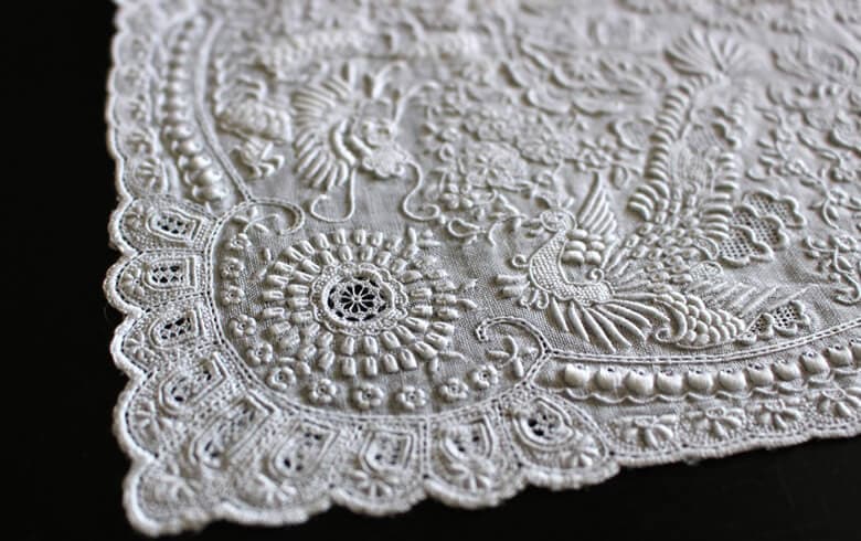 shan tou スワトウ刺繍 ハンカチ 約30×30cm｜インテリアレース