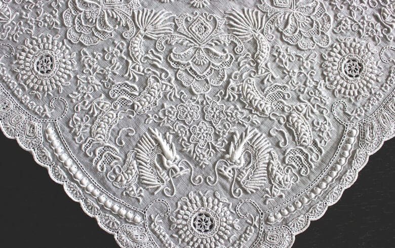 shan tou スワトウ刺繍 ハンカチ 約30×30cm｜インテリアレース