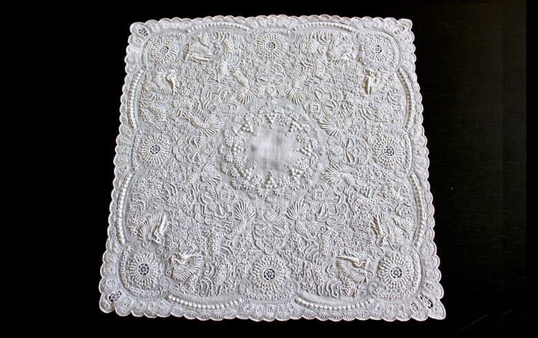 shan tou スワトウ刺繍 ハンカチ 約30×30cm｜インテリアレース