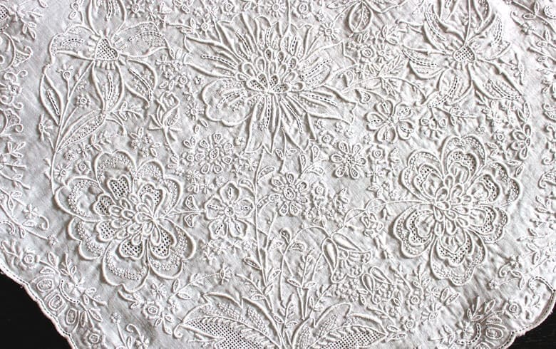 shan tou スワトウ刺繍 ハンカチ 約30×30cm｜インテリアレース