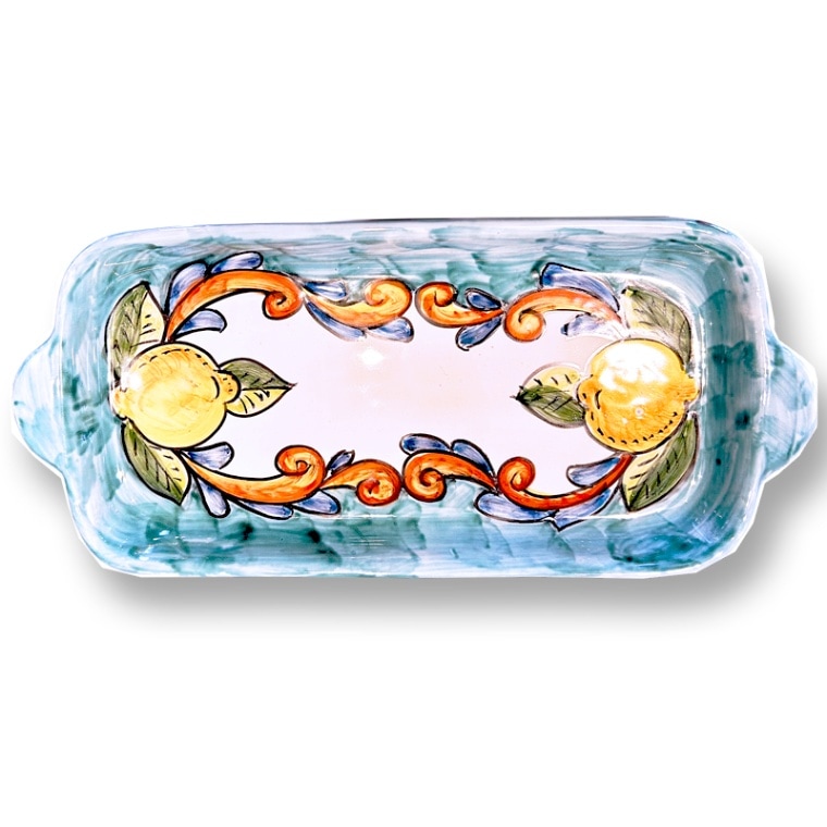 GIO017 四角プレート レモン＆水色 | 南イタリアの陶器 | ダニエルズ