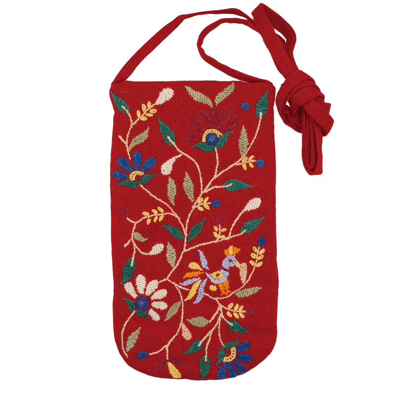 ミラー刺繍 メガネケース（赤） | 第3世界ショップ 卸販売用