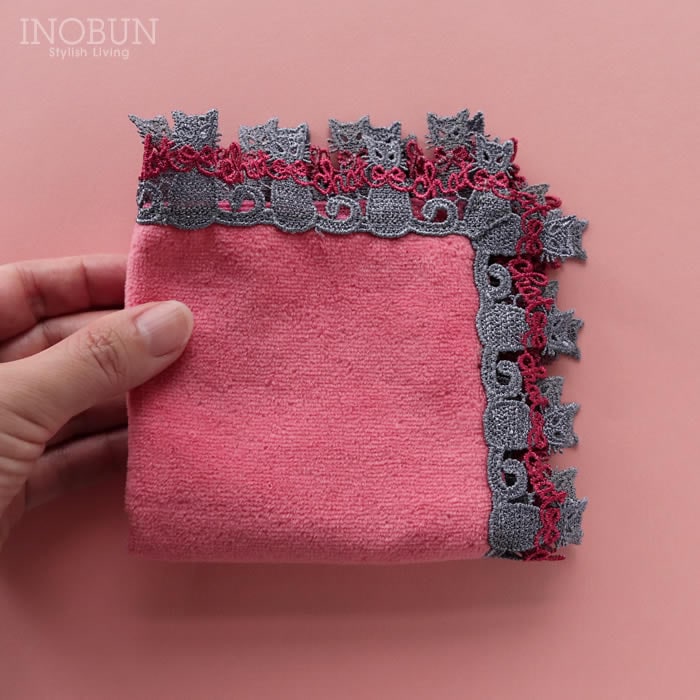 完売】 近沢レース店 タオルハンカチ ロシアンブルー コーラルピンク