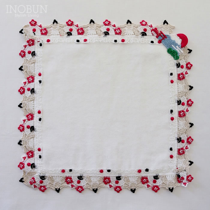 入荷待ち】近沢レース店 どすこい日本 ホワイト 和レース タオルハンカチ