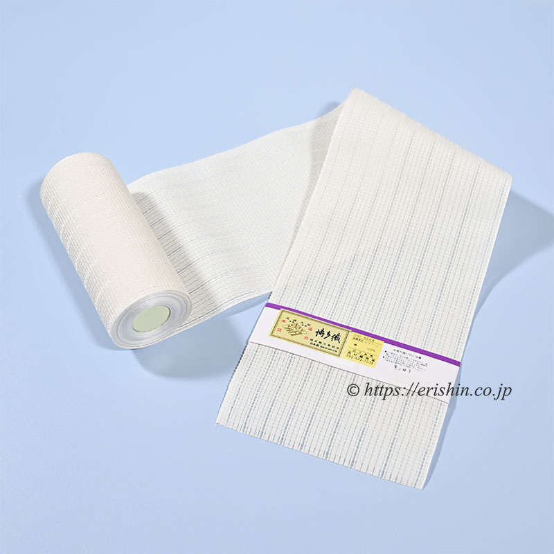 博多半幅帯（粗紗/総暈かし・白）西村織物『着物・呉服えり新』