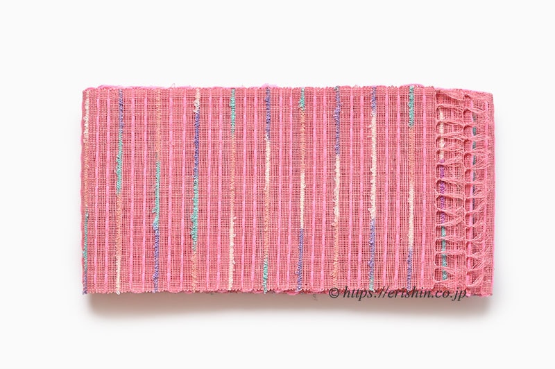 誉田屋源兵衛 半幅帯（芭蕉段織/チェリーピンク・カラフルモヘア）誉田