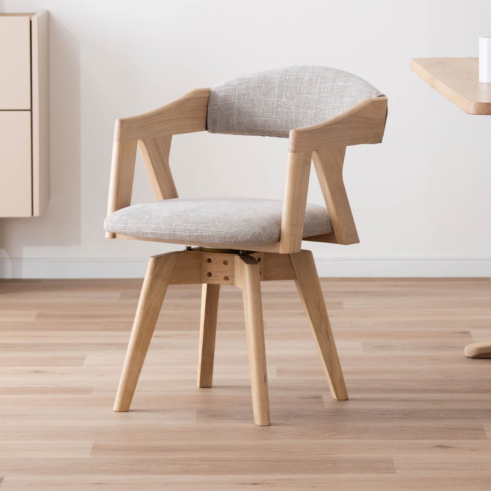 座面高43.5］ 回転チェア 無垢材 カバーリング アームチェア