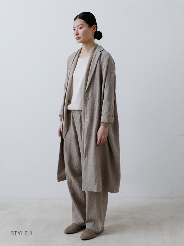 evam eva｜linen cotton long jacket｜ladies',outer