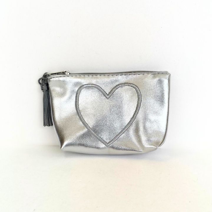ハート刺繍ミニポーチ シルバー | ポーチ | FATIMA MOROCCO