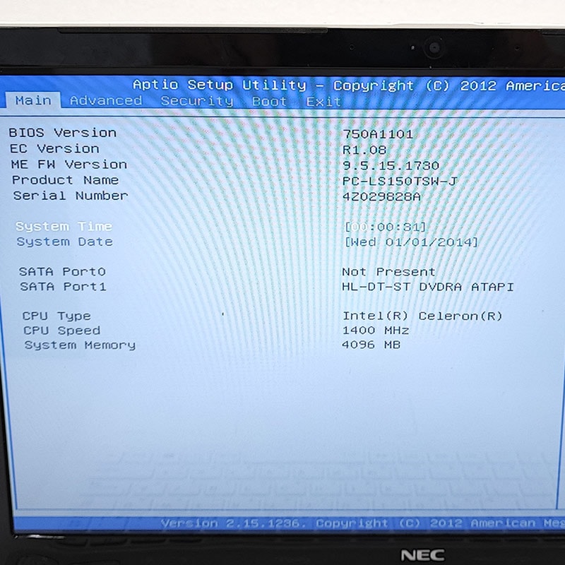 ジャンク品 NEC LaVie LS150/TSW PC-LS150TSW ジャンクPC ジャンク