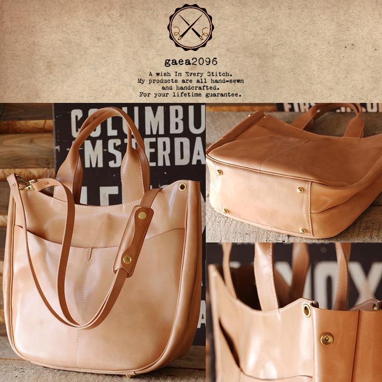 ヌメ革 トートバッグ メンズ 手縫い 栃木レザー オーダーメイド 手作り