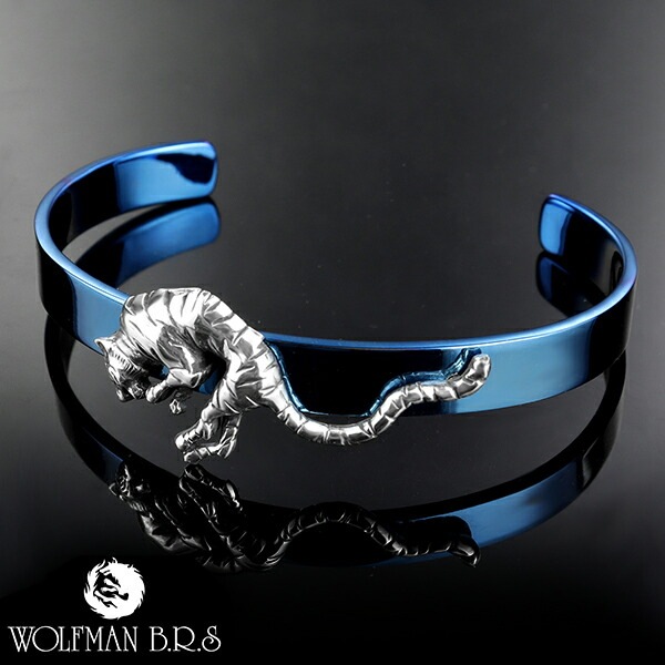 ウルフマン T-KEIGO タイガー バングル ブルーチタン シルバー