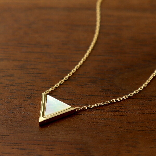K18 白蝶貝 トライアングル ネックレス 18金 18k ゴールド シェル 貝