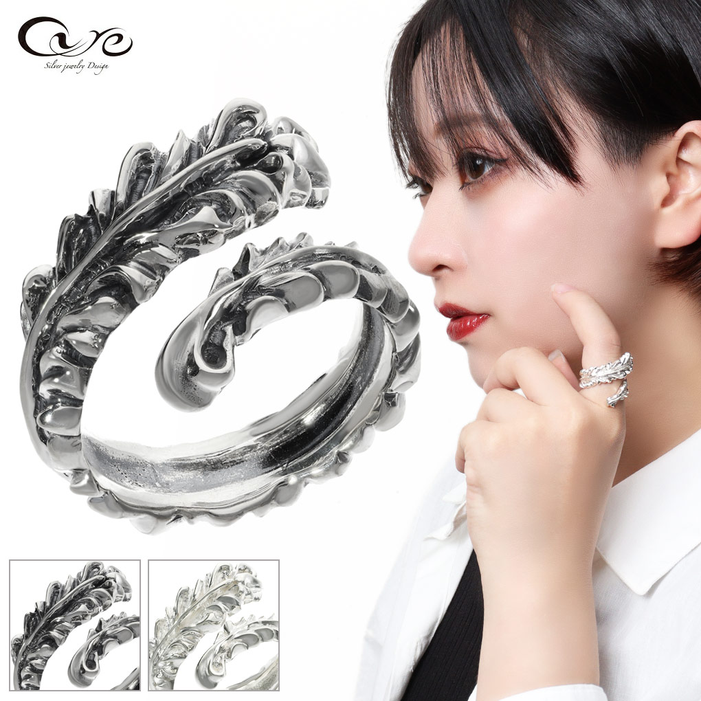 cure フェザー 巻きつき リング 指輪 5～29号 シルバー 925 羽根 羽 翼