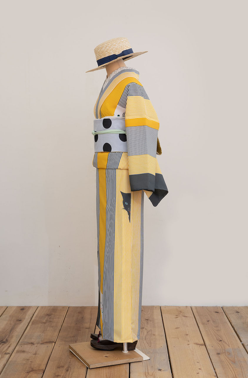 セオα夏着物・浴衣＜猫、人見知り（黄）＞ SAK-SK180412 | さく研究所