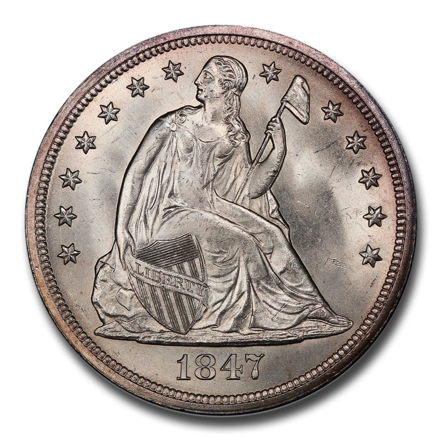 1847年 シーテッドリバティ ダラー 銀貨 1ドル シルバー コイン 自由の