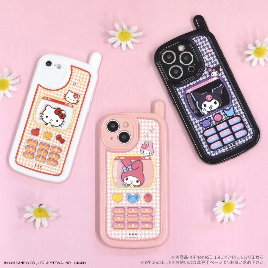 サンリオキャラクターズ iPhone15 Pro 対応 レトロガラケー風ケース
