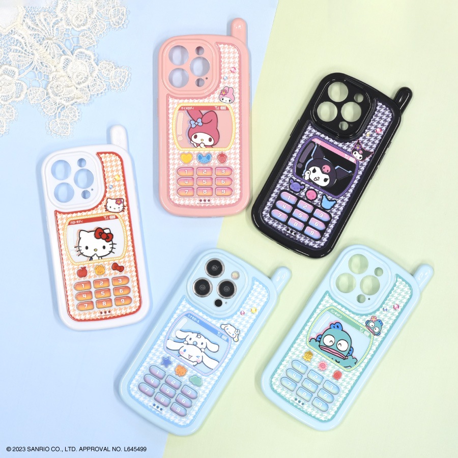 サンリオキャラクターズ iPhone15 Pro 対応 レトロガラケー風ケース
