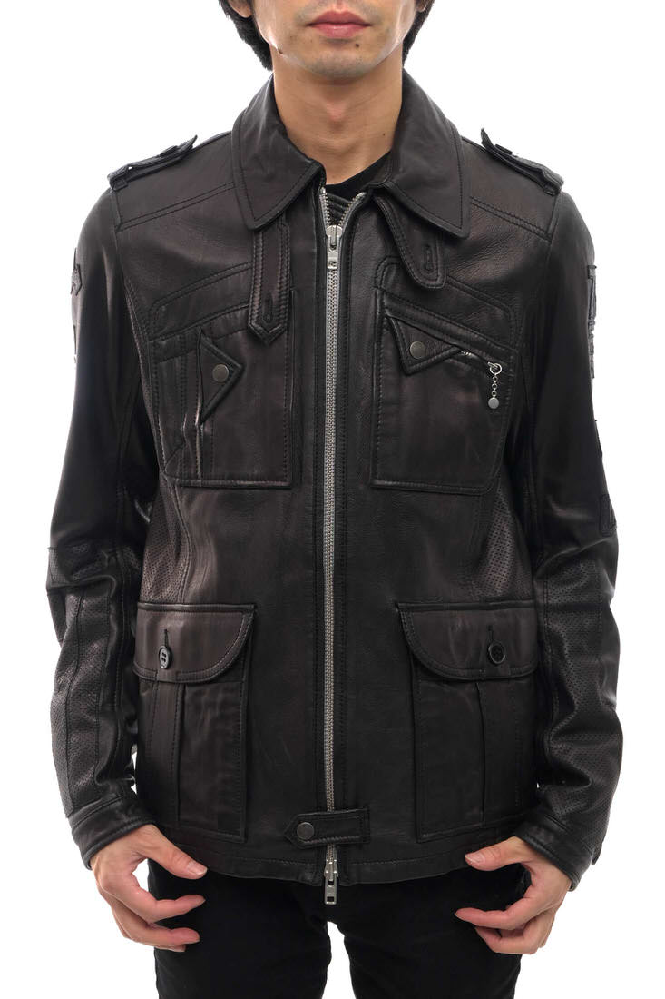 DIESEL / ディーゼル 羊革 シープスキン ヴィンテージ加工 グレー 灰色