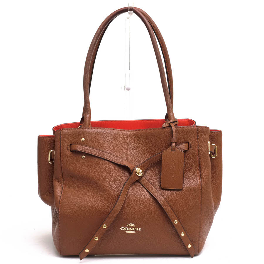 COACH 35838 Turnlock Tie Small Tote in Refined Pebble Leather