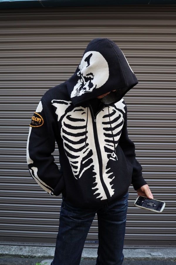 VANSON バンソン NVKN-2502 綿100％ジャガードニットフロントZip