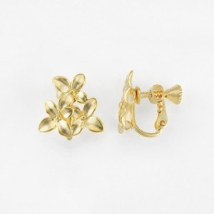 99A0400BRE 真鍮製イヤリング ネジバネ式 変形オーバル カン付 マット