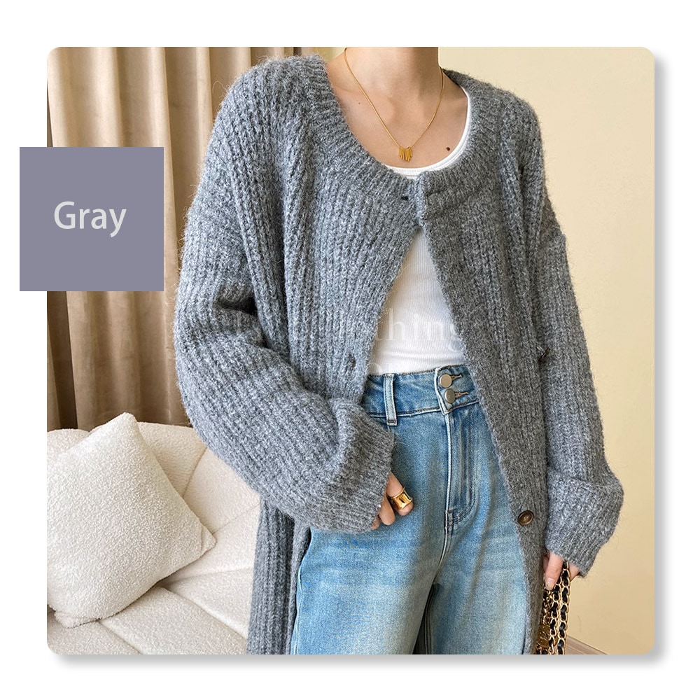アシンメトリー ニットロングカーディガン Asymmetry Style Knitted