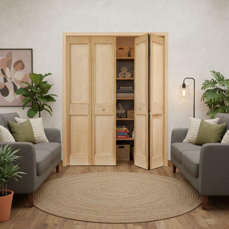 ジェルドウェン】 ホワイトオーク木製折戸 巾1509mm ノックダウン加工