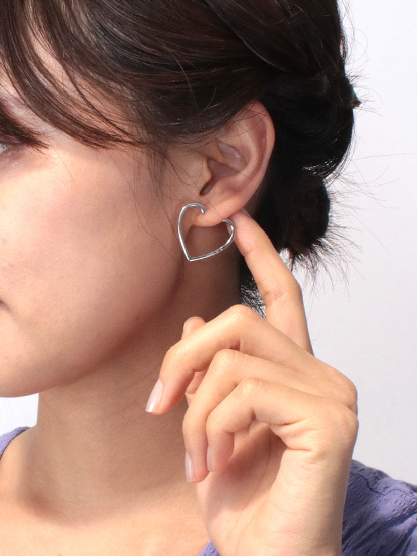 Hoop heart ピアス small / silver (片耳用)（ピアス）｜H.P.FRANCE