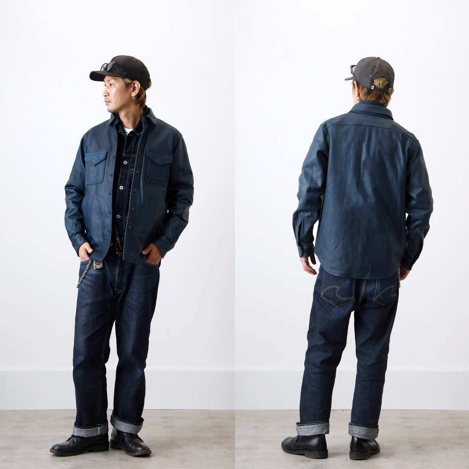 BLUE PORT】COW LEATHER SHIRT JACKETカウレザー シャツジャケット