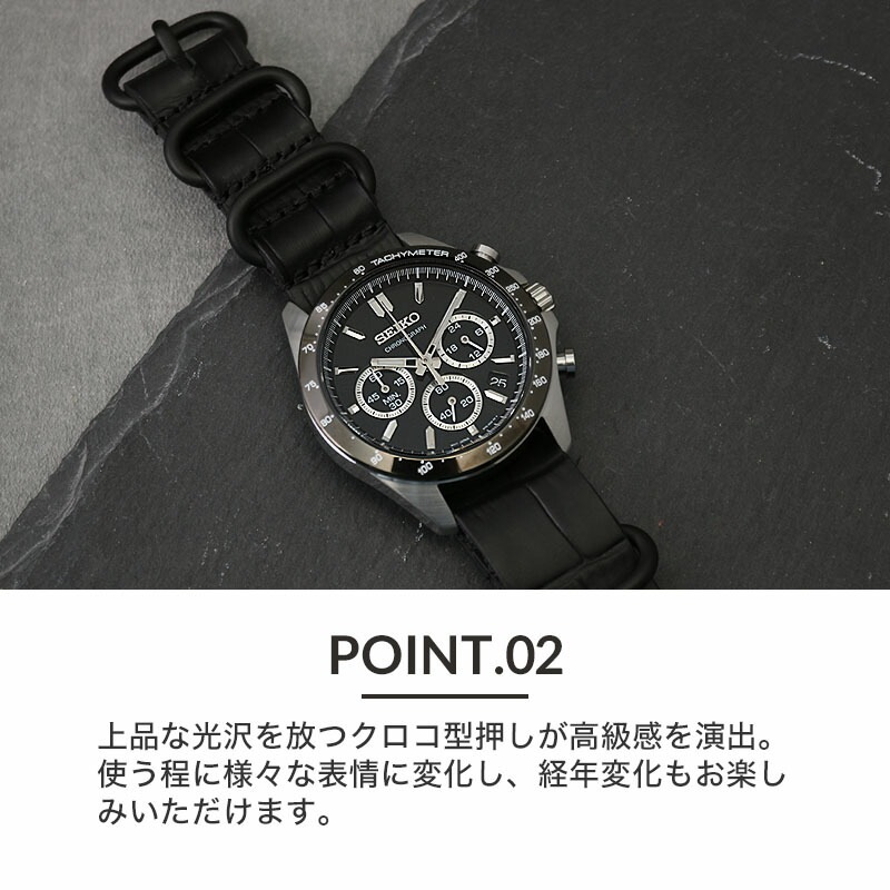 SEIKO 対応】MOD CROCO ZULU STRAP セイコー バンド 交換 ベルト