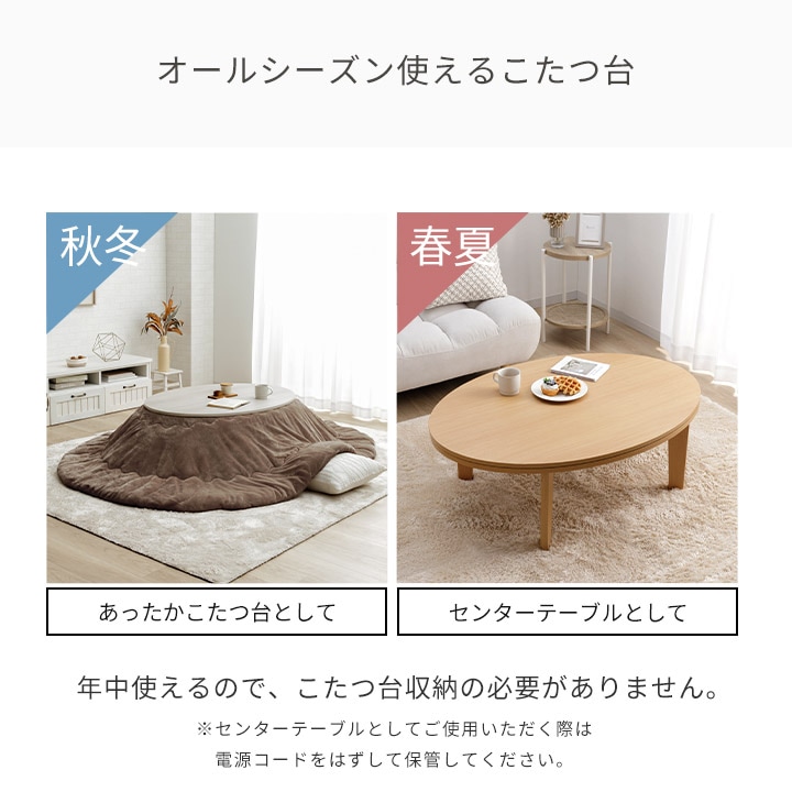 こたつ2点セット フラン 70×105cm楕円 こたつ布団 こたつ台 洗える