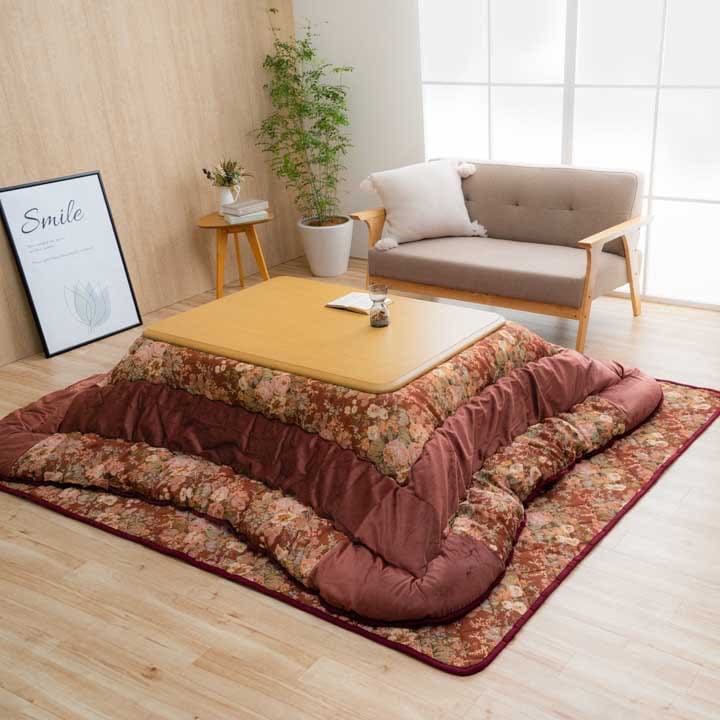 こたつ2点セット こたつ掛け布団 ミリア 正方形 長方形 エレガンス柄