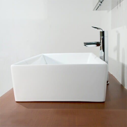 洗面ボウル 陶器 スクエア 手洗い鉢 置き型 シンプル オーバーフロー