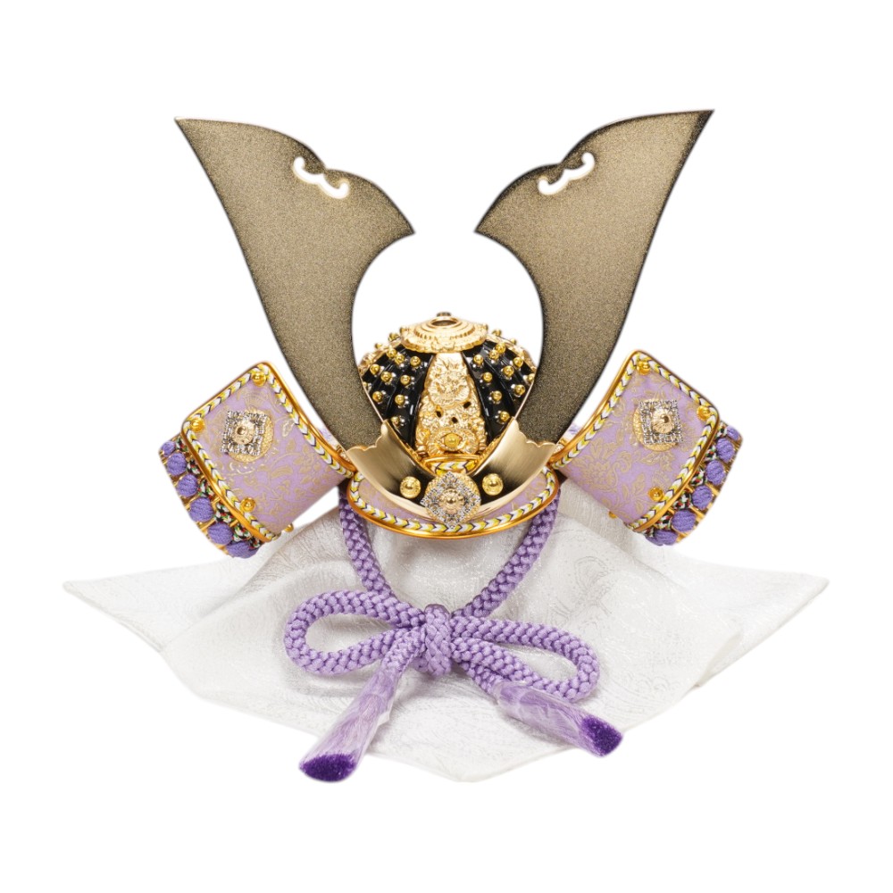 五月人形】8号 至福之兜 薄紫段威 兜飾り〈翠鳳作〉[255-188] ｜雛人形