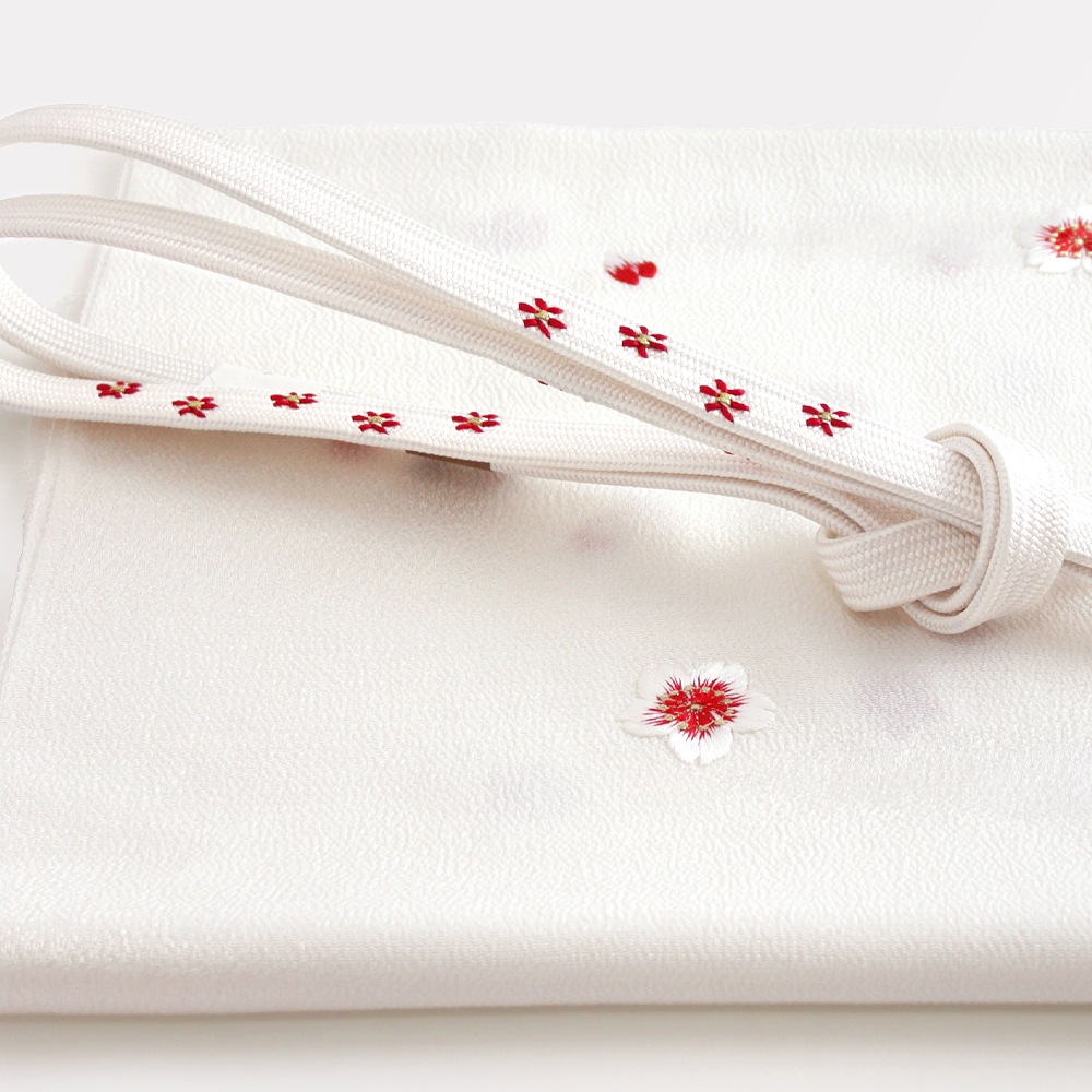 桜の帯締め・帯揚げセット 白地に赤｜和装小物 井澤屋