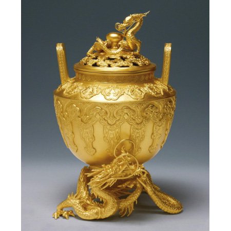 高岡銅器 龍足雲龍蓋香炉 純金箔仕上 | 香炉 | 伝統工芸品・和風記念品