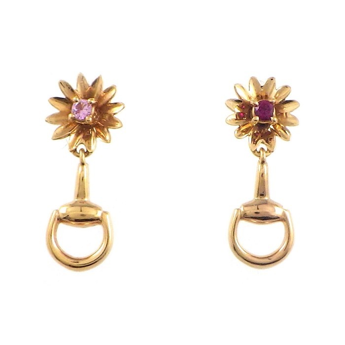 グッチ GUCCI ピアス フローラ ホースビット スウィング ドロップ