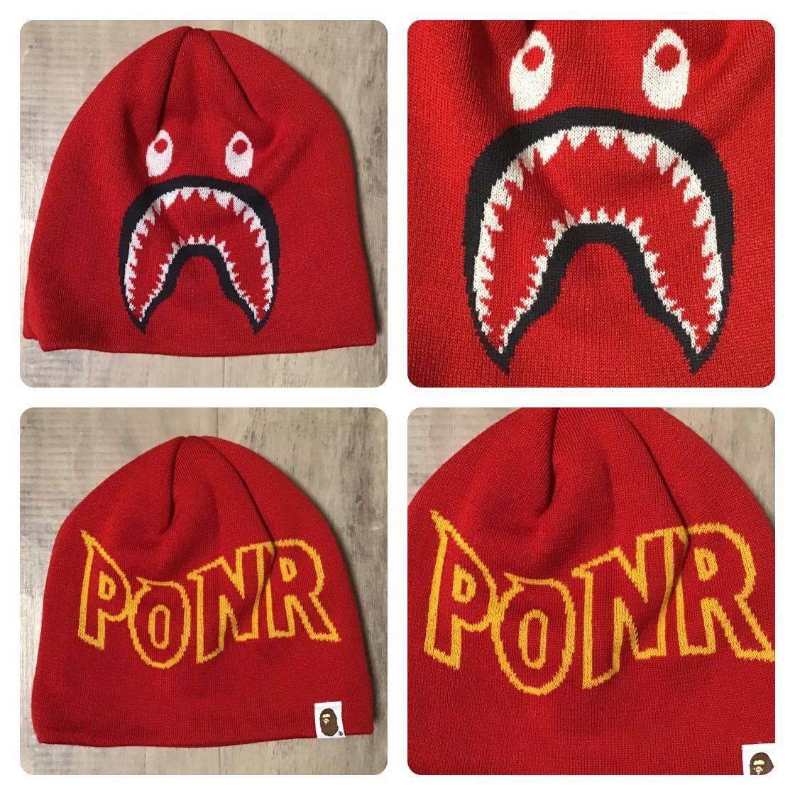シャーク ニットキャップ Red a bathing ape BAPE shark beanie knit