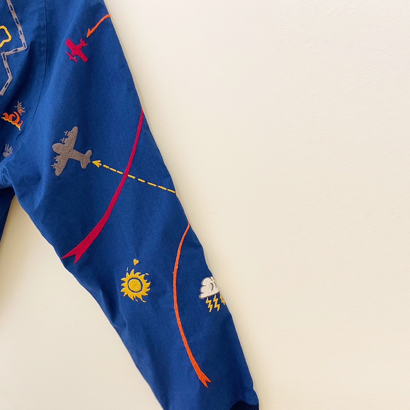 ティグルブロカンテ WorldMap 刺繍 スカジャン unisex Indigo Nylon