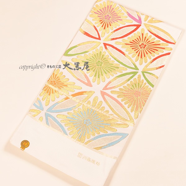 川島織物】袋帯 （白地・松菱七宝）芯入仕立税込 送料無料 振袖訪問着