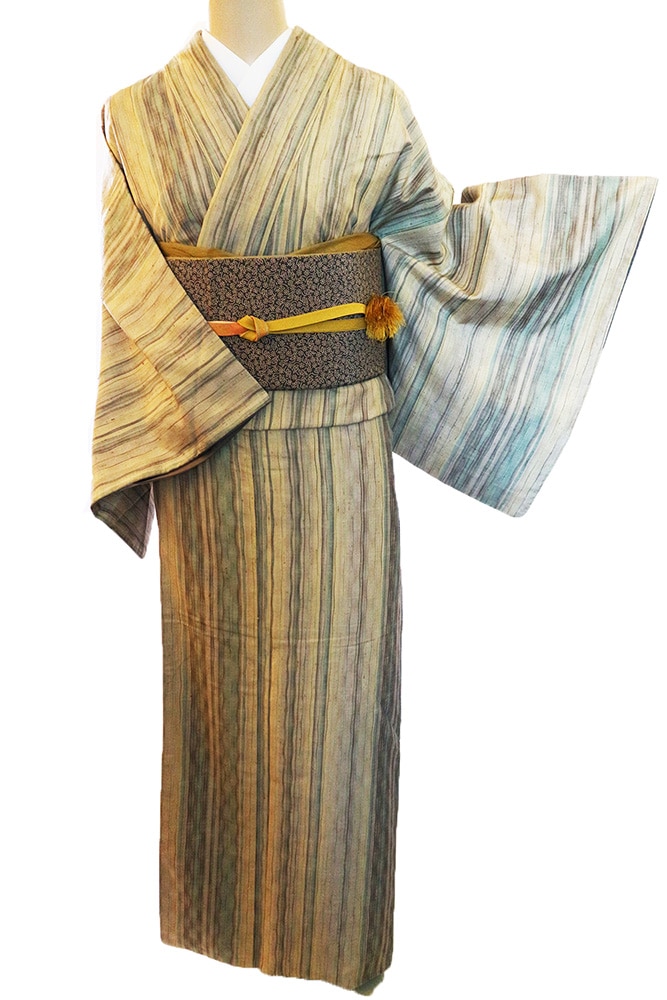 正絹紬レンタルフルセット「よろけ縞文様」 | レンタル着物,おしゃれ