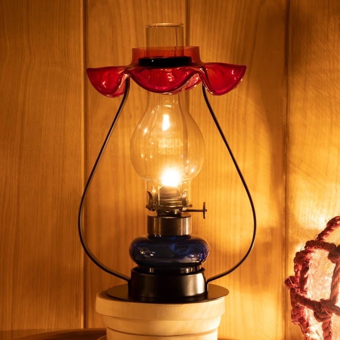 2分笠付き置きランプ 赤 | 北一硝子 まごころお届け便