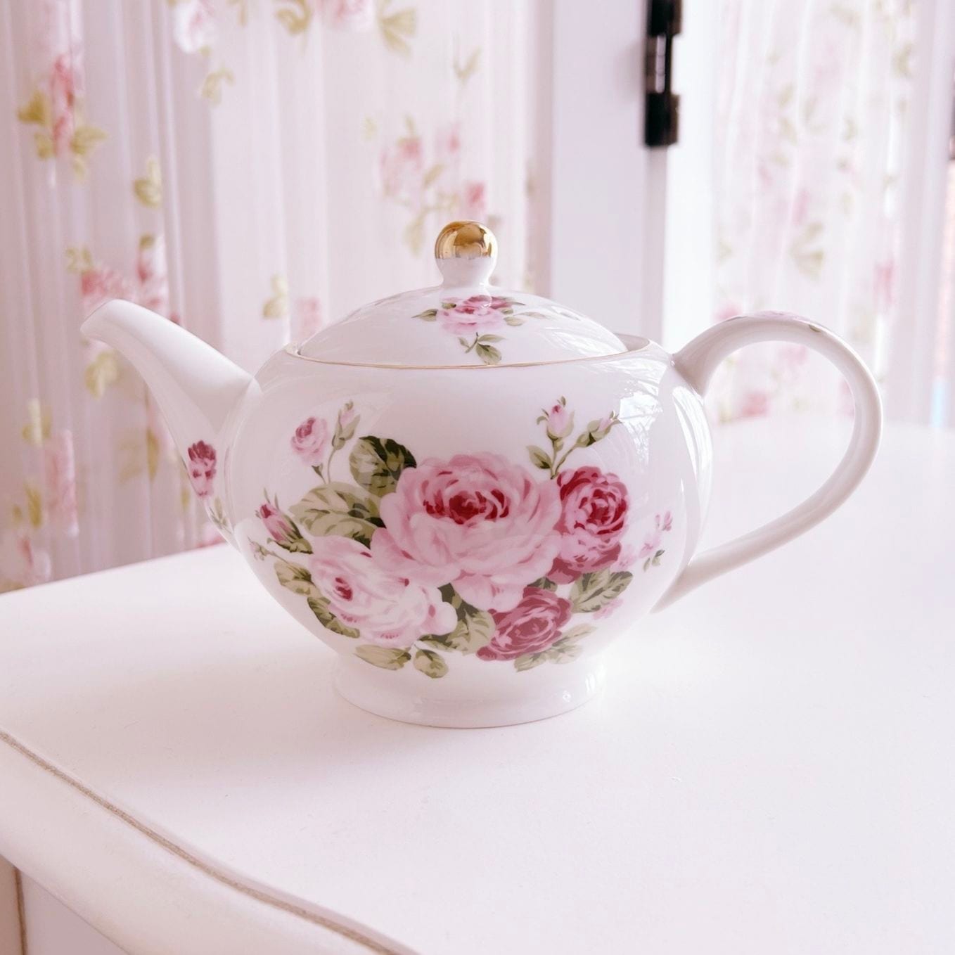 ティーポット アニバーサリーローズ 日本製 【薔薇雑貨 ローズ雑貨