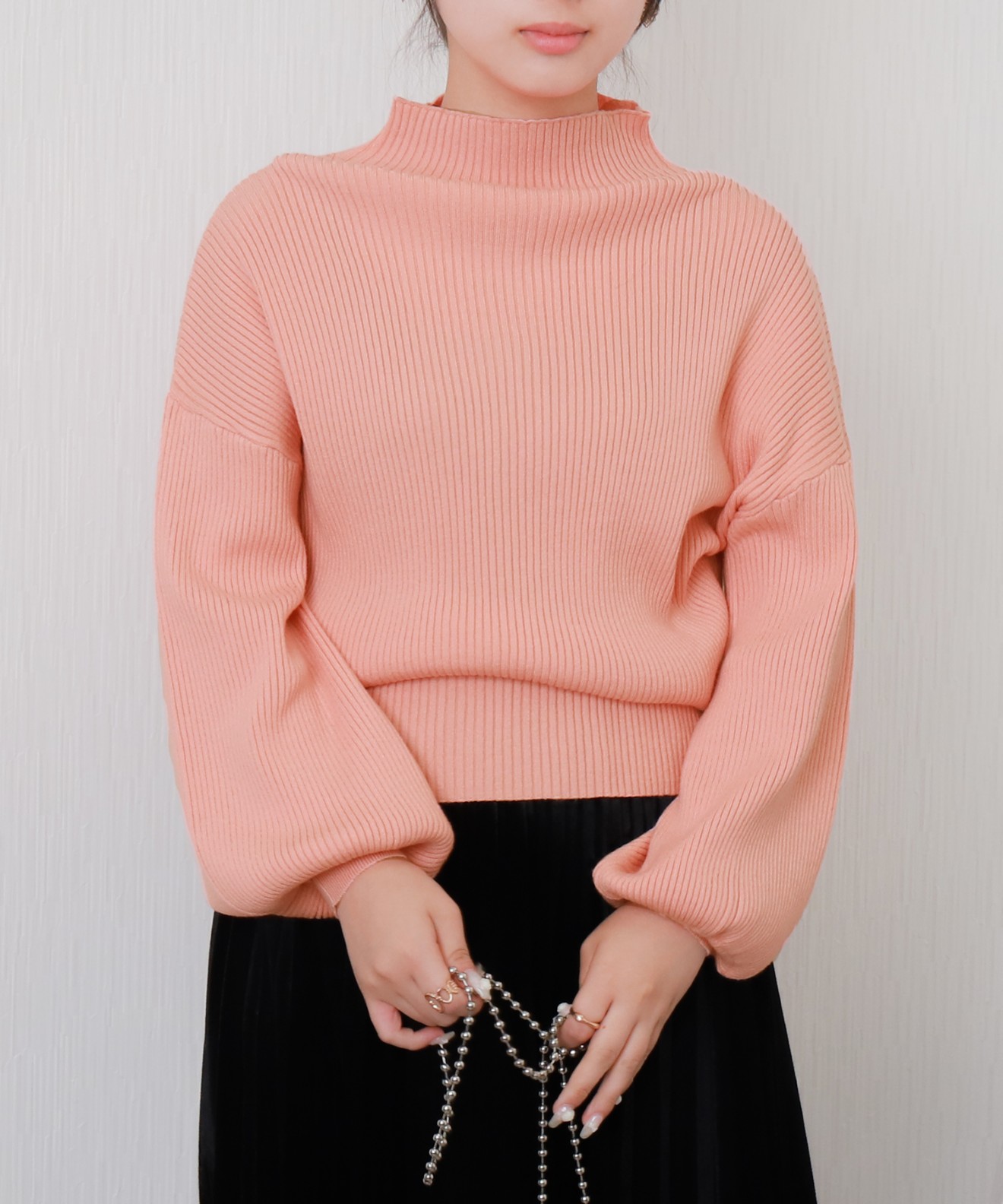 リベルモア|【洗濯機で洗える】バルーン袖ボトルネックリブニットプル