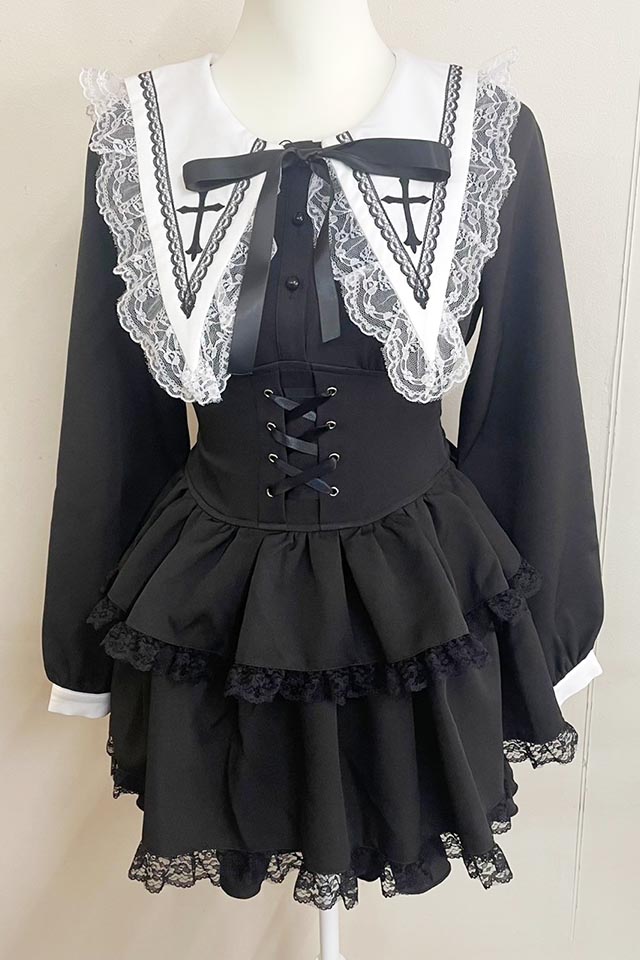 MA*RS】【2点SET】クロス刺繍3段フリルセットアップ - ブラック size